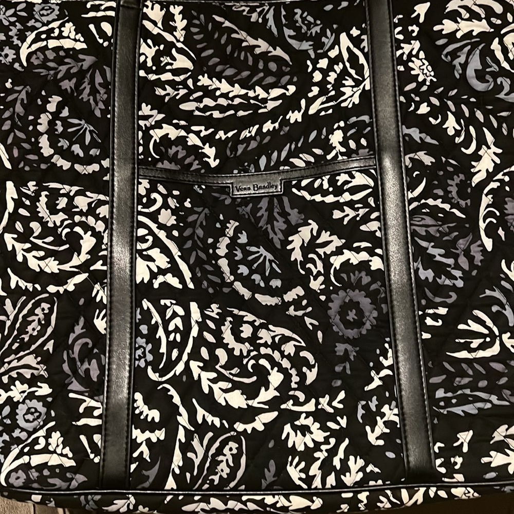 New Vera Bradley Paisley Noir trimmed large tote - Picture 2 of 6